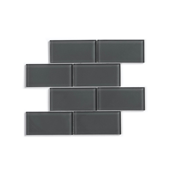 Newage Products Glass Subway Tile, Dark Gray, 11PK 80011